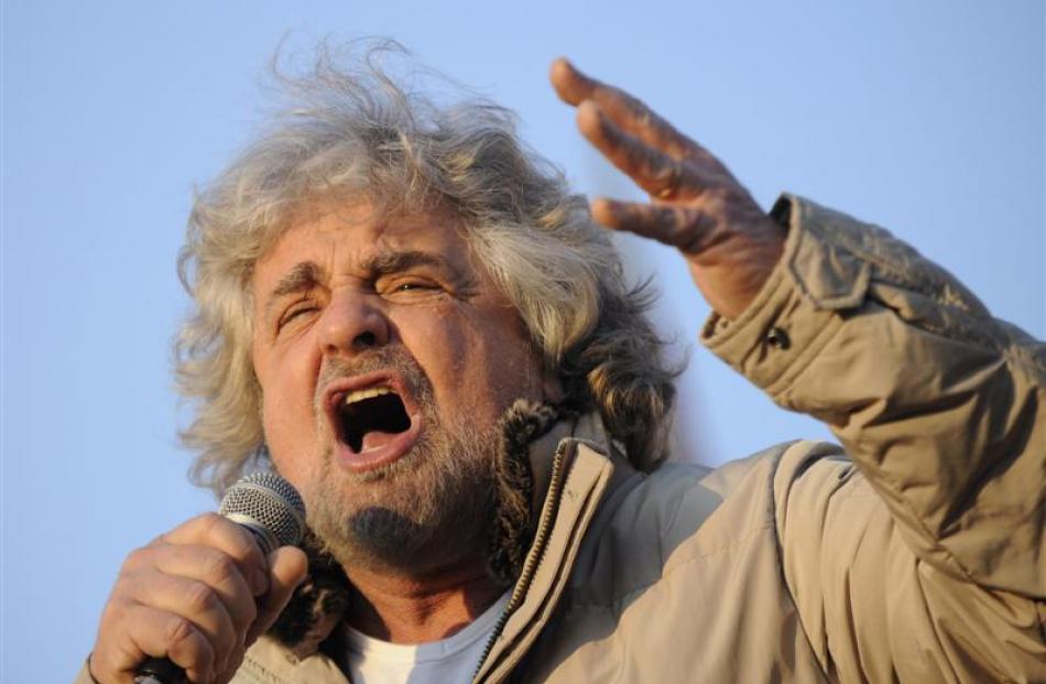Five Star Movement leader and comedian Beppe Grillo. Photos from Reuters.