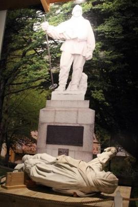 Kathleen Scott's Christchurch statue of Robert Falcon Scott, as it was before the earthquakes and...