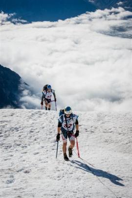 Teams  on Mt Cook on the first stage of the  race. Photo from GodZone.