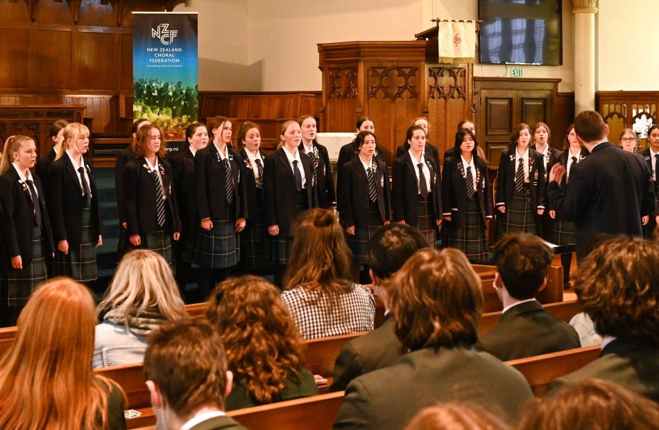 The Nautilus Chorale from Otago Girls’ High School, directed by Ben Madden, perform Whakaaria Mai.