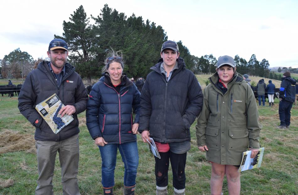 (from left) John Evans, of Pareora Gorge, and his neighbours Annabel Gibson and her sons Dougal ...