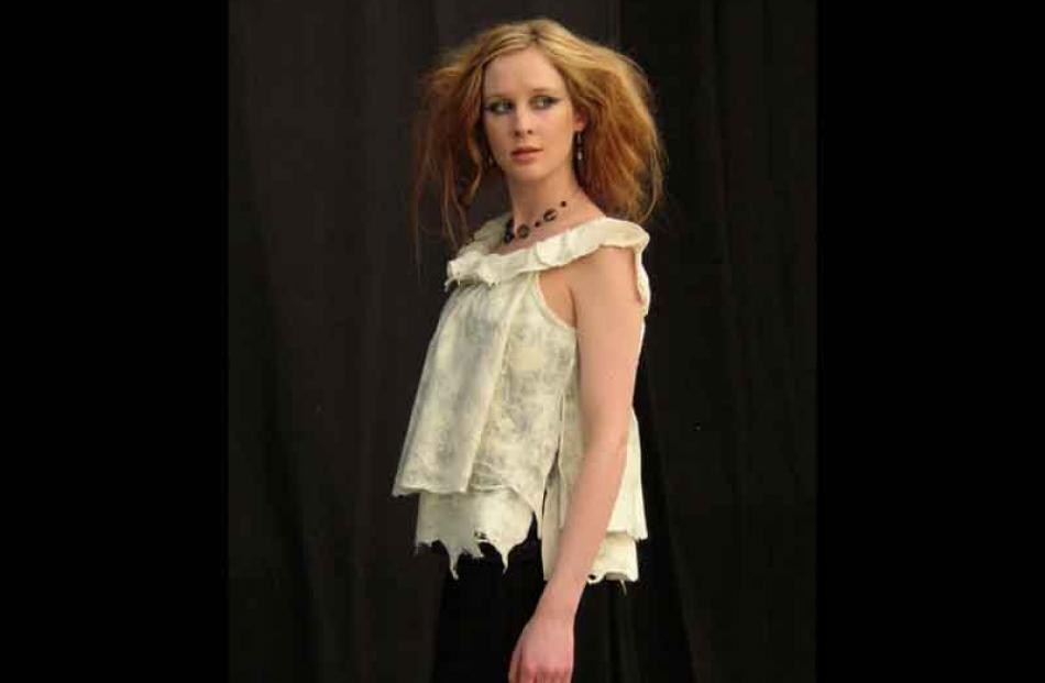Alexandra model Rosie de Malmanche wears Te Anau designer Monica McConnell's garment, which won...