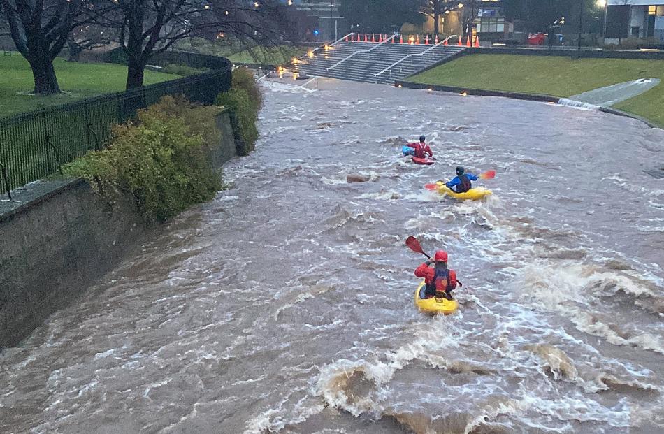 Kayakers on the Water of Leith on Tuesday evening. PHOTO: CRAIG BAXTER