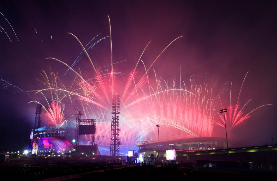 Fireworks light up the Birmingham sky above the stadium. PHOTO: GETTY IMAGES