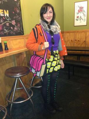 Maria Brett wears a jacket from the Bargain Barn (now Restore), the scarf and tights were gifts,...
