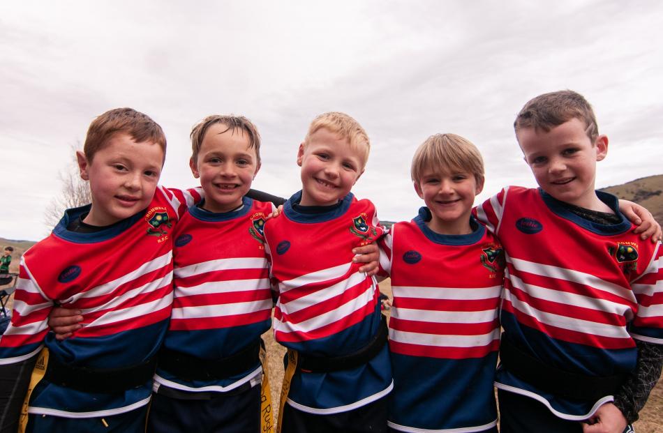 Cromwell Blue under-7 Rippa Rugby players Rhett Mitchell (6), Sam Grubb (6), Robbie Kegan (6),...