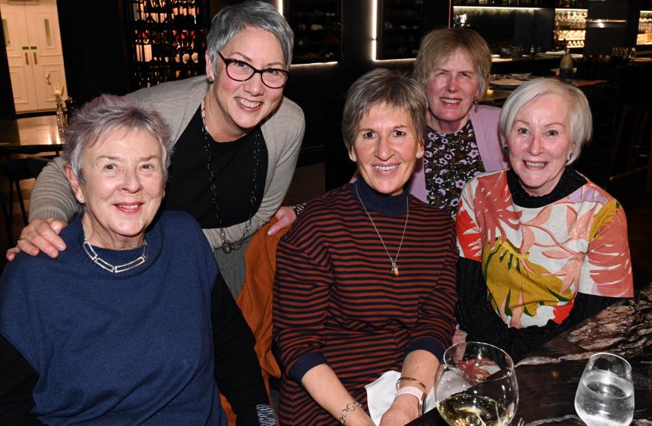 Adrienne Tomkins, Deb Sutton, Pip Stewart and her aunt Dot Stewart, and Lois Carter, all of Dunedin.