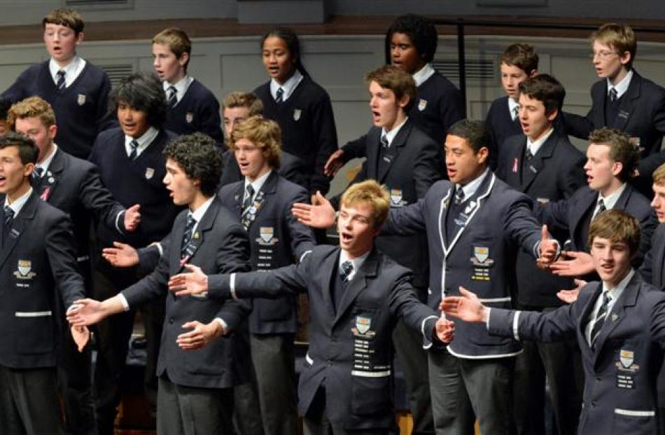 Otago Boys' High School choir Mandate perform in the New Zealand Choral Festival Big Sing...