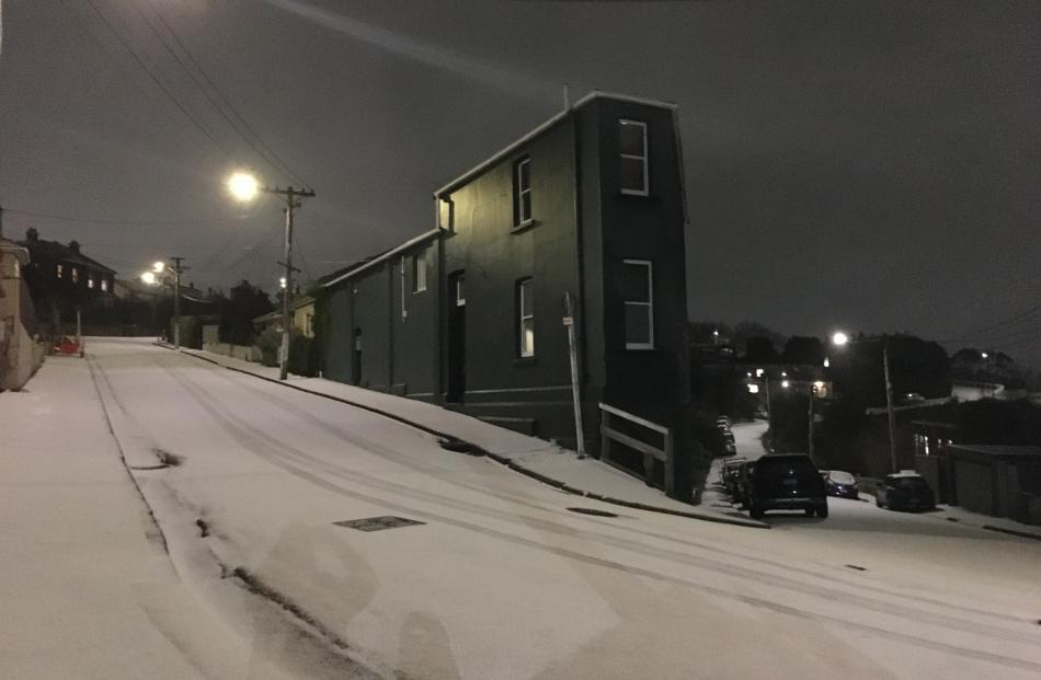 A hailstorm leaves the streets of Mornington covered in ice just before 8pm on Monday evening....