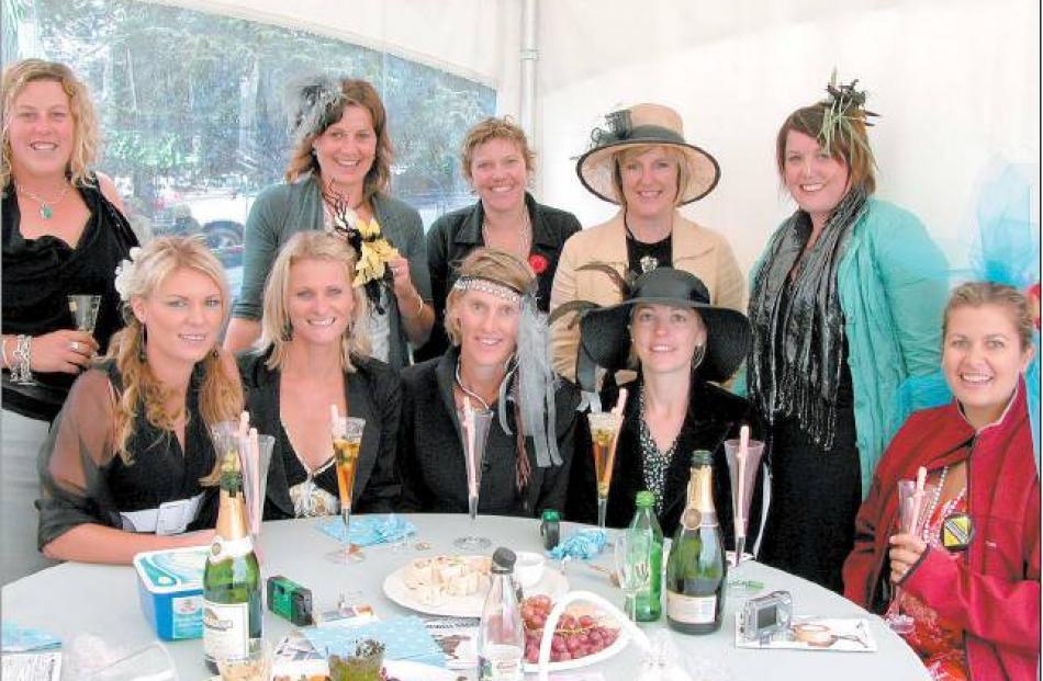 Celebrating a hen party at the races (back, from left) Nicky Blanchard, Jonelle Cochrane, Andrea...