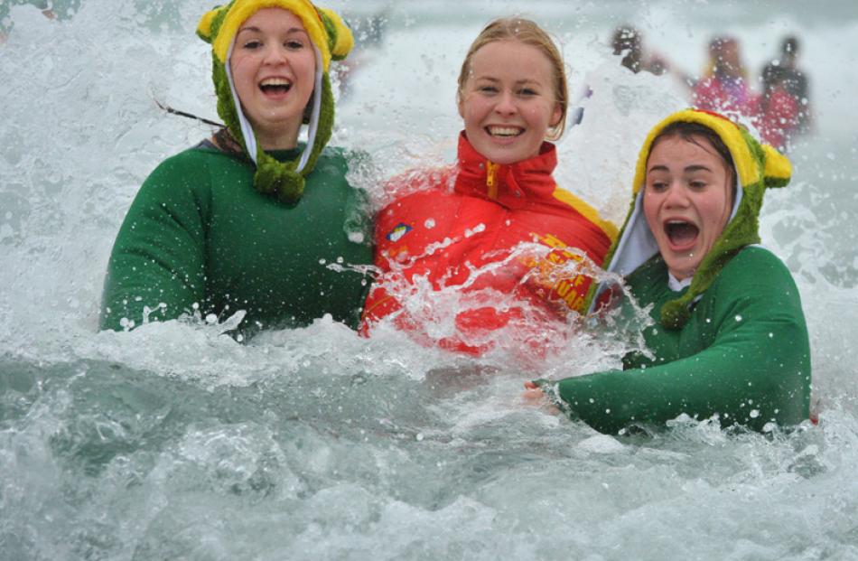 Otago Girls' High School pupils (from left) Briana Campbell (17), Elle Rolfe (16) and Jazmin...