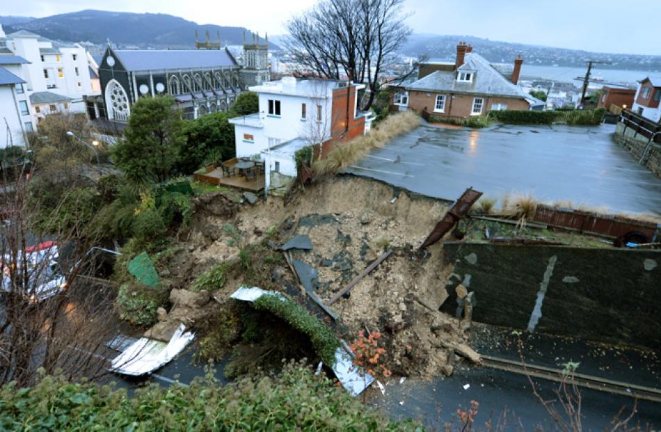 A slip in Brown St, above central Dunedin.