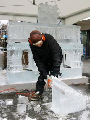 Ice sculpting in Queenstown.