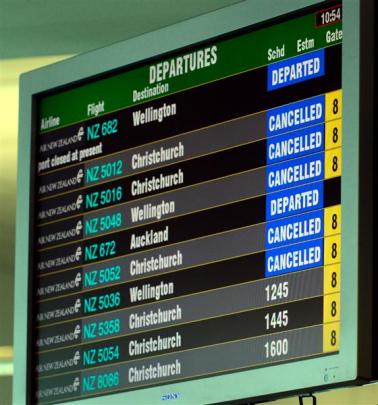 The departure board at the airport yesterday. Photos by Gerard O'Brien.