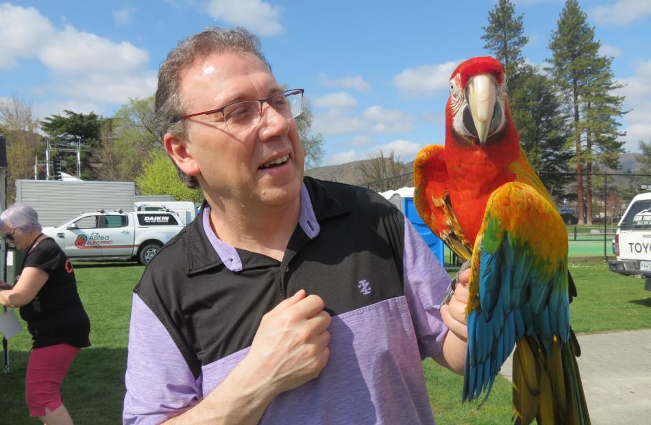 Wayne McEwan, the magic guy, prepares his assistant before taking to the kids’ stage.