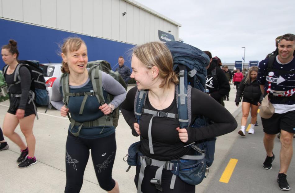 Allison Shipley and her daughter Erica supported each other on  at the Saints Fitness 45x4x48...