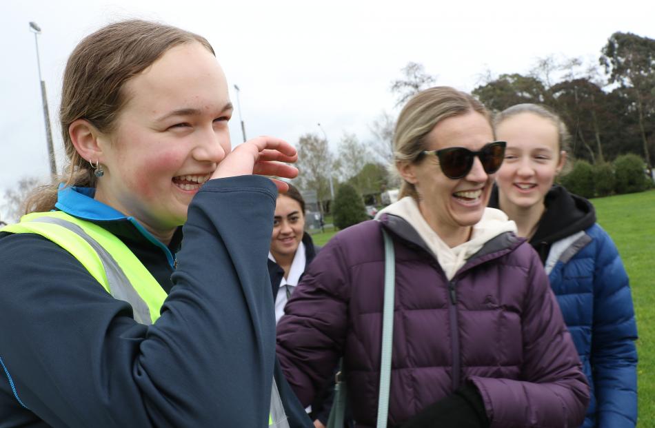 Cleo Johnson 14, is welcomed back by her mum Katie Johnson at the end of the coast to coast...