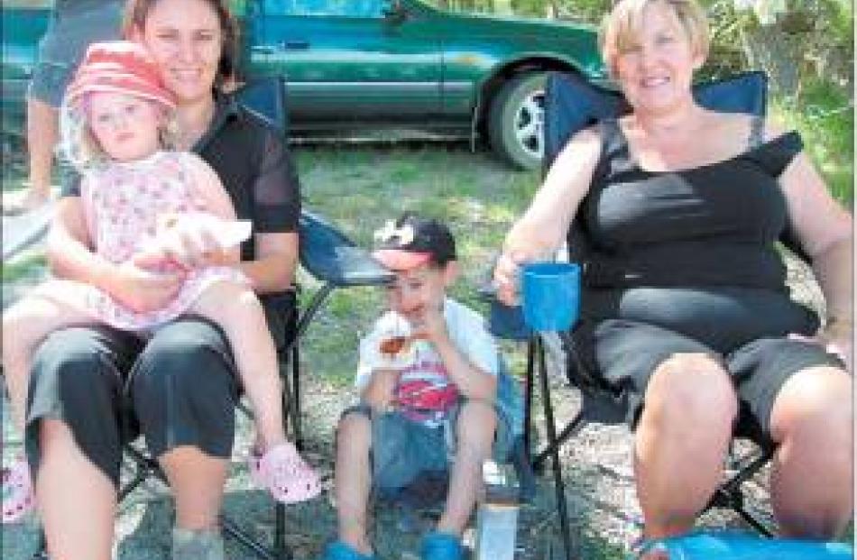 Arrowtown residents (from left) Lucy (2), Keri, James (4) and Pam Chisholm.