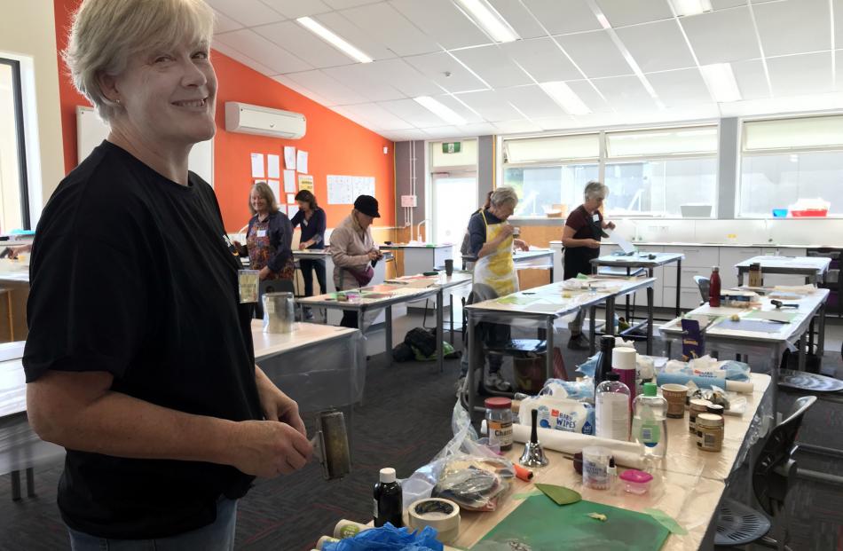 Janet Mazenir, of Auckland, tutored the painting with cold wax class.