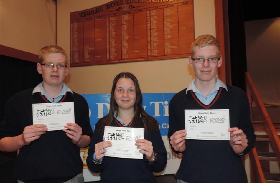 Ashburton College team members (from left) Scott Kelland, Abbey Hands and Ashley Kelland (all 14)...