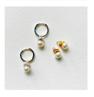 Mini Pearl Hoops - Silver from $95 from Joanna Salmond Jewellery