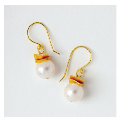 Pearl Gold Flat Square Wave Earrings $99 from Joanna Salmond Jewellery