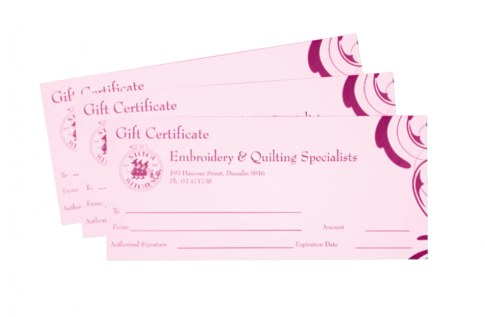 Gift Vouchers any denomination available from Stitch Witches