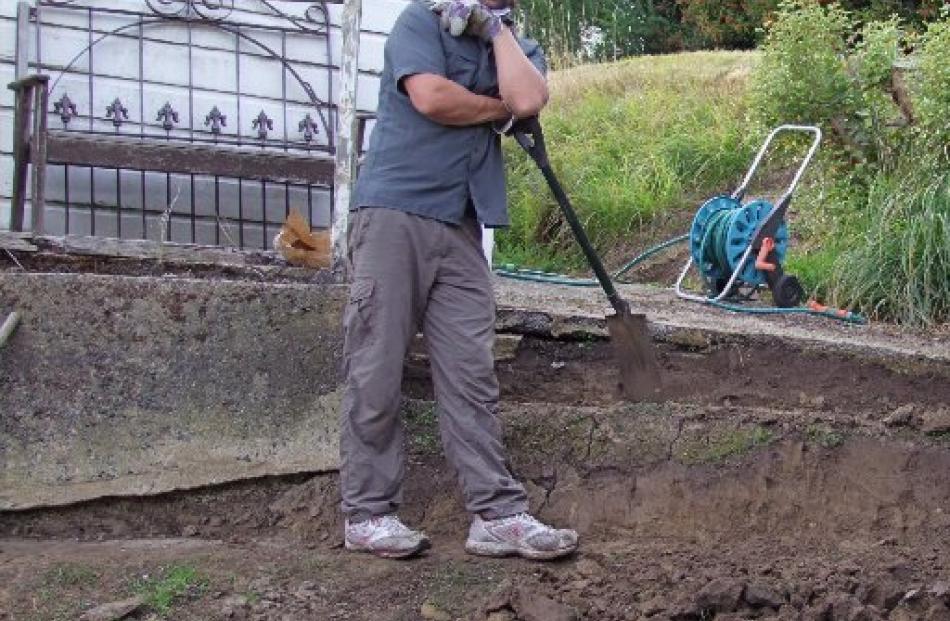 Jon Foote helps out at a permaculture garden installation in Dunedin earlier this year. Photo by...