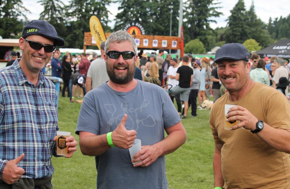Enjoying the range of stalls (from left) Dan Payne, Aaron Hollands and Rob Girvan take a moment...