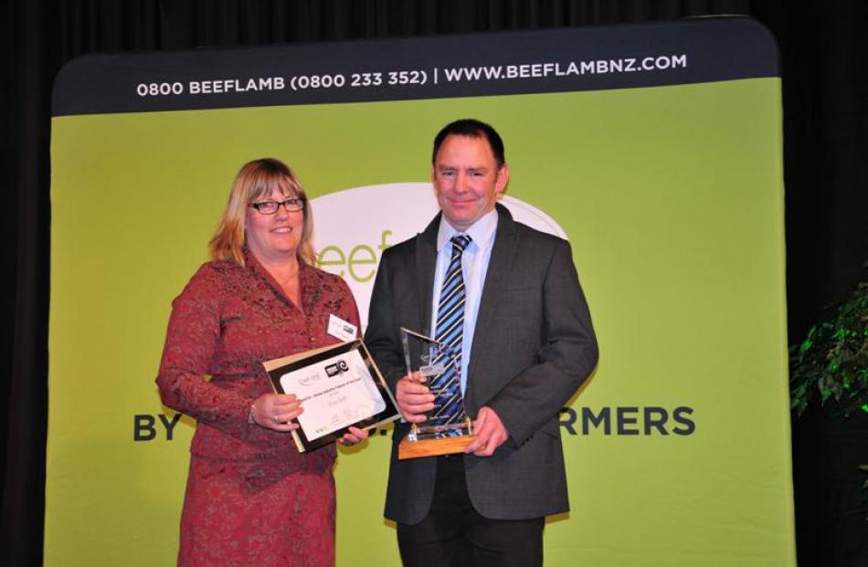 AgITO sheep industry trainer of the year Kevin Smith, from Middlemarch, with Claire Chapman, from...