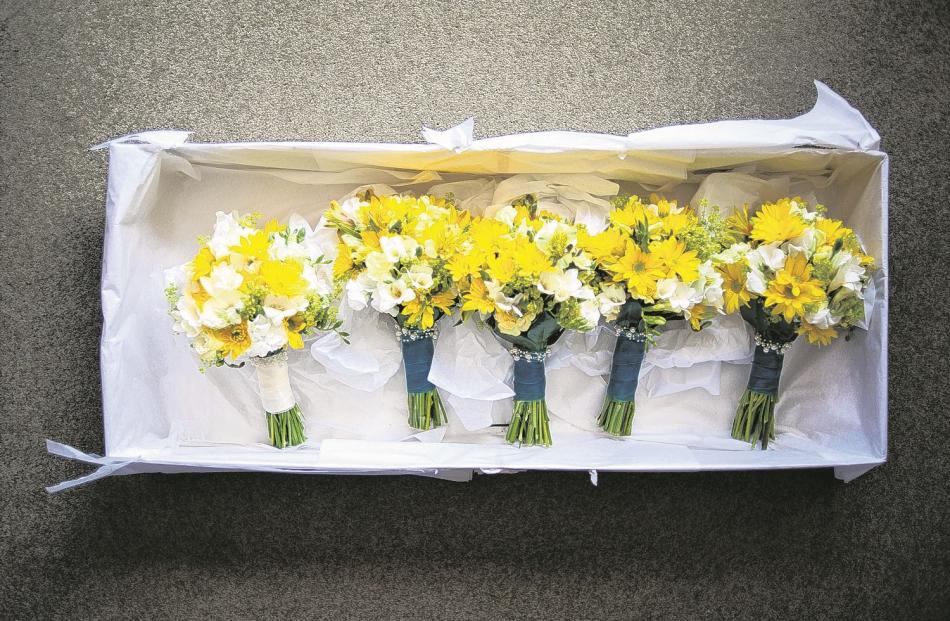 Ready to go . . . the flowers at Stacey and Richard Goodson's wedding in Invercargill last...