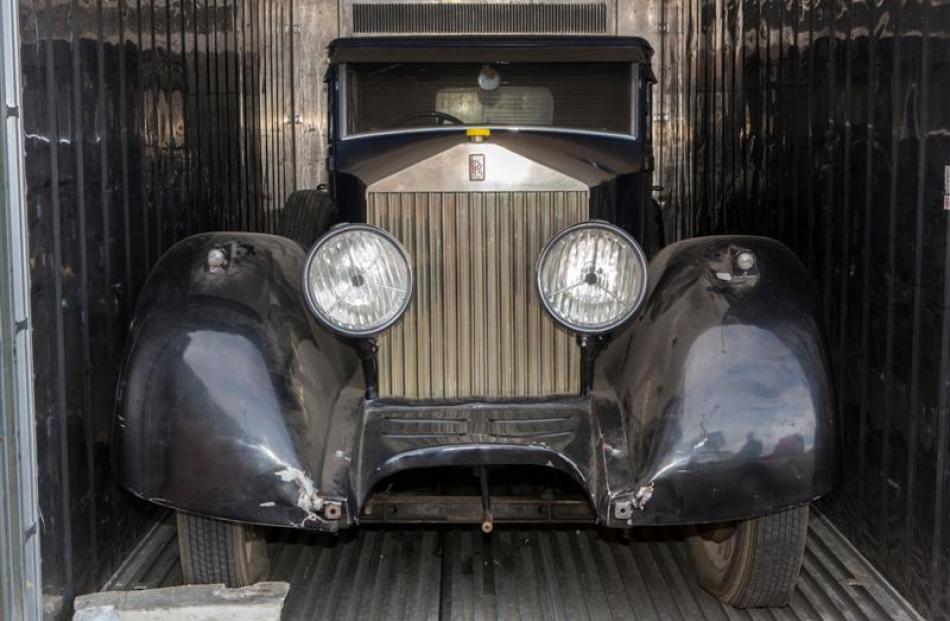 The Rolls-Royce as it was found inside a container in Dunedin earlier this month.