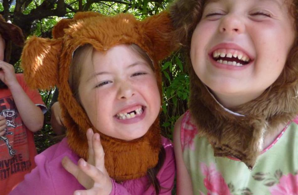 InterACT drama class fun with hungry bears Maia Purecilli and Imogen Irvine in 2011.