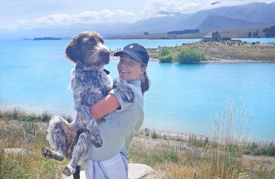 Abigail Anderson (16) and family dog Tua, at Lake Tekapo on New Year’s Day. PHOTO: FIONA  ANDERSON