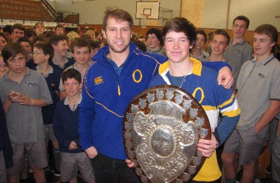 Mount Aspiring College pupil and Otago rugby fanatic Josh Roberts (right), with Otago player...