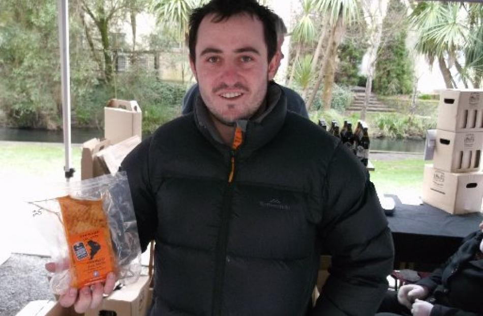 Matt Banks sells Stewart Island Smoked Salmon at the Christchurch Farmers Market.