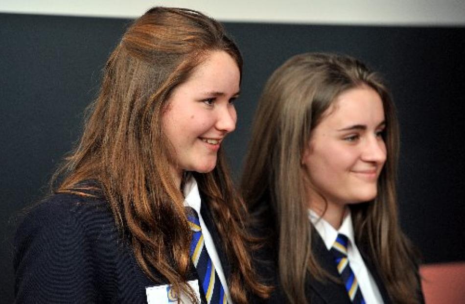 Class Act award winners Sophie Lake (left) and Victoria Boult (right), of Wakatipu High School.
