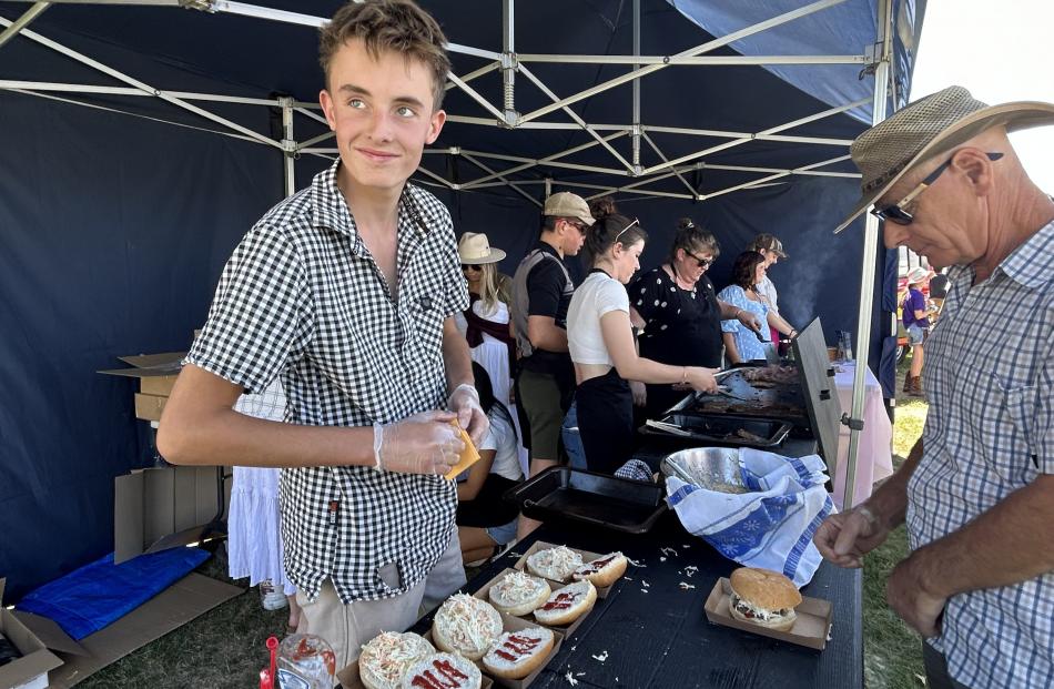 Maniototo Area School pupil Bradley Shaw (15), of Omakau, makes burgers at the year 13 senior...