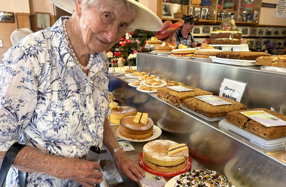 Betty Leask, of Alexandra, checks out the Victoria sponges in the home industry pavilion. PHOTOS:...