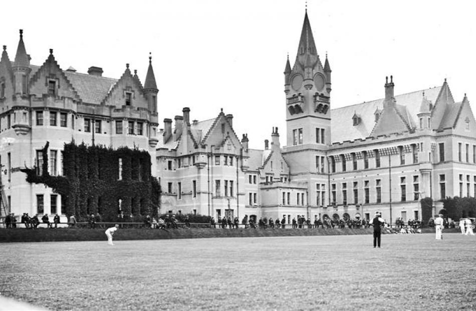 Patients watch a game of cricket at Seacliff Lunatic Asylum during the 1920s. The building,...