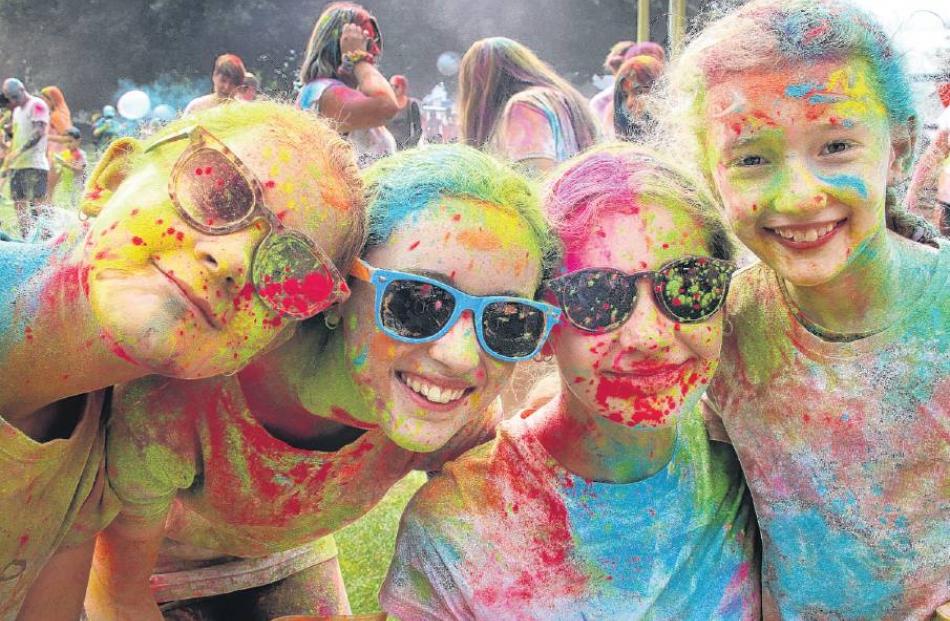 The eyes have it . . . Enjoying their time at the Pak’nSave Rangiora Festival of Colour held at...