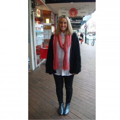 Rosamund - Scarf from the Warehouse, jacket from Ruby Boutique, shirt from Supre, necklace by...