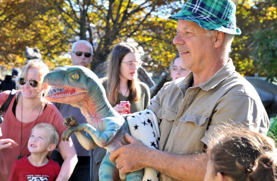 The Amazing Dinosaur Discovery road show owner and director Paul Johnson entertains the crowds...