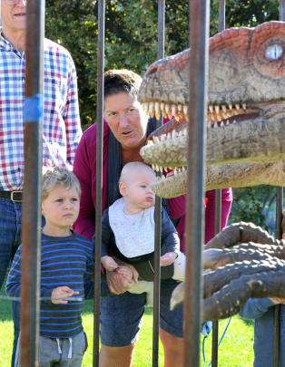 Max Cheptitski (4), of Christchurch, keeps a sceptical eye on caged raptors while his sister Ruby...