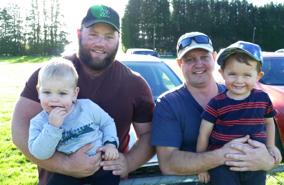 James Agnew with his son Ollie (1), and Darren Curd with his son Sam (3), all of Milton.