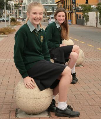Bayfield High School Year 10 technology students Jamie Burrows (14) on the left and Penny Woods ...