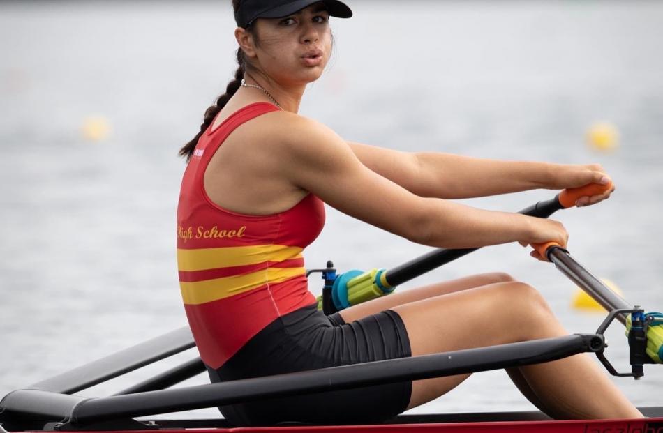Dunstan rower Tahlia Nelson wins silver in the girls under-16 single sculls at the Maadi Cup at...