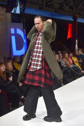 A Nom*d design is modelled at the 2023 id fashion show at the Dunedin Railway Station. PHOTO:...