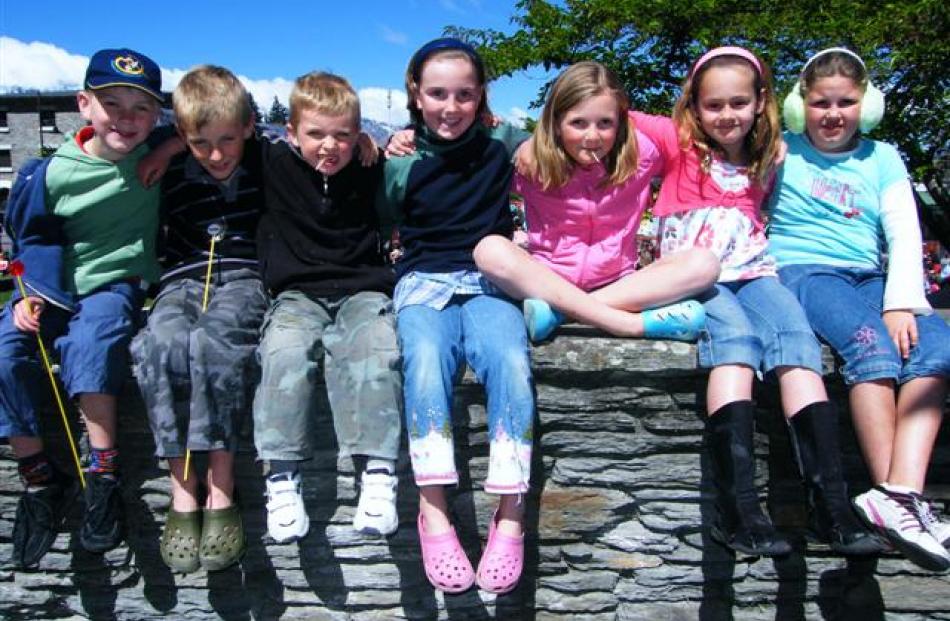 Queenstown music fans, from left, Alfie Parvin (6), Zak Richardson-Hall (7), Marley Richardson...