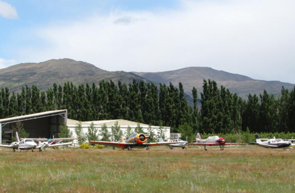 Participants' planes line up at the nearby Cromwell airfield.